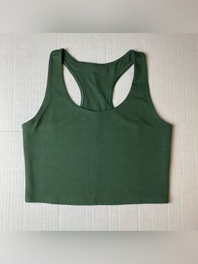 Pact On the Go-To Crop Tank Top Small Cropped Organic Cotton Hunter Green